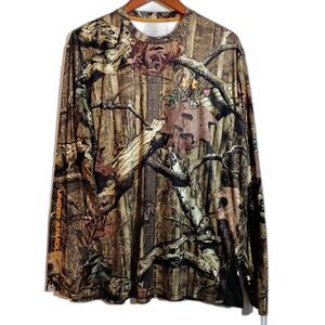 Under Armour Mossy Oak Break Up Infinity LS Performance Shirt Camo Spellout L